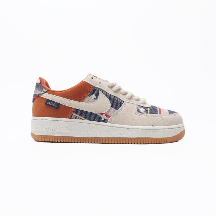 Nike Air Force 1 '07 Premium Tomaia Tessuto Multicolore e Pelle Marrone