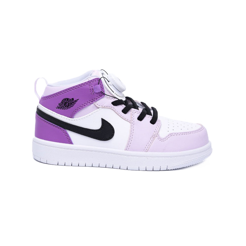 Nike Air Jordan 1 Mid Bambina Viola e Bianche Barely Grape con Boa