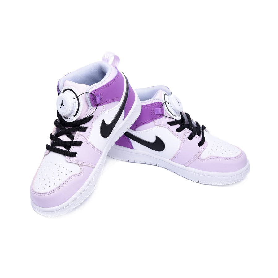 Nike Air Jordan 1 Mid Bambina Viola e Bianche Barely Grape con Boa