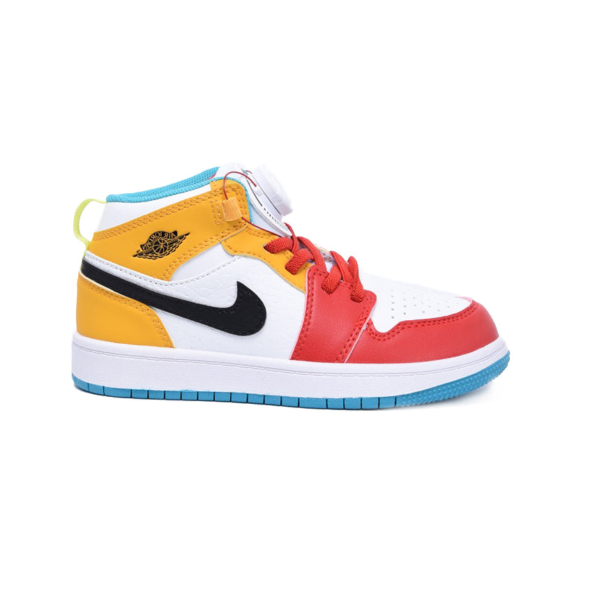 Nike Air Jordan 1 Mid Bambino Multicolore Rosse Gialle e Blu