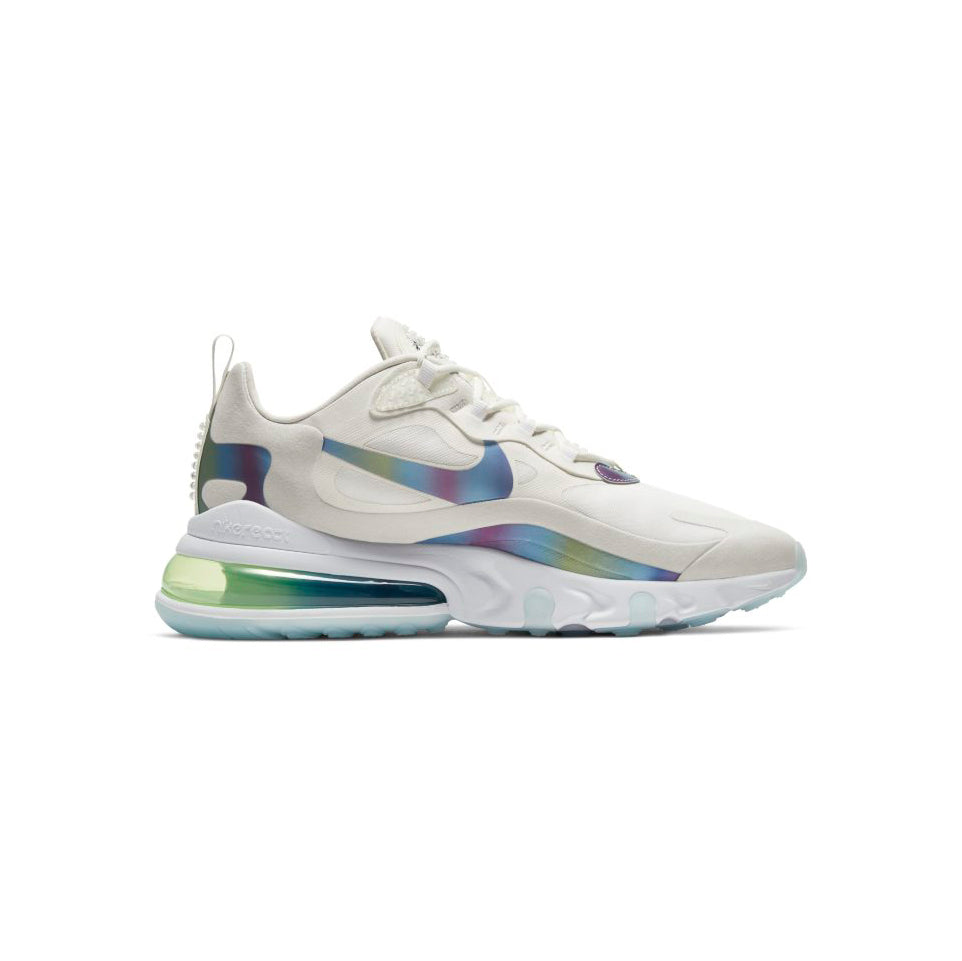 Nike Air Max 270 React Bianca con Effetto Cromatico Iridescente