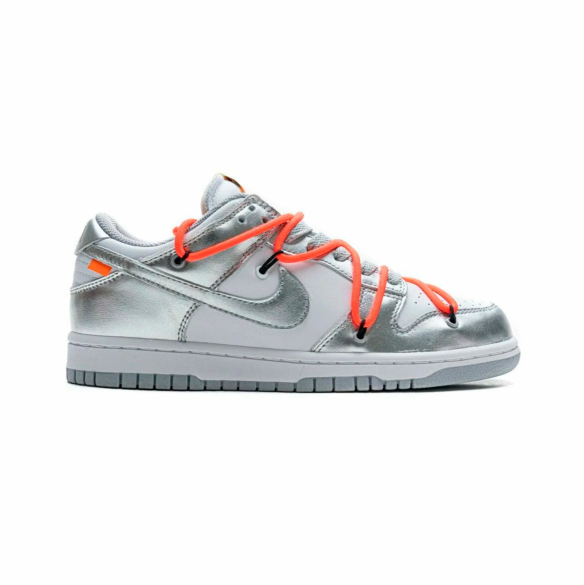 Nike Dunk Low Argento x Off-White con Lacci Arancioni Scarpe Uomo Donna