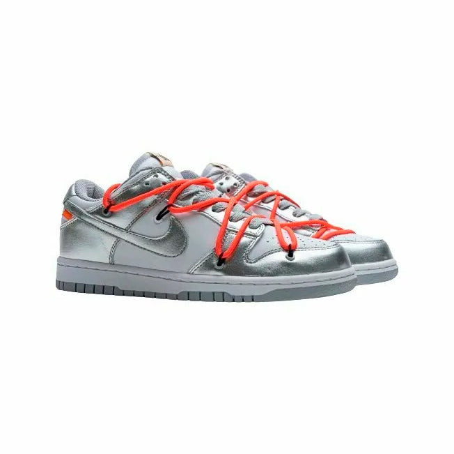Nike Dunk Low Argento x Off-White con Lacci Arancioni Scarpe Uomo Donna
