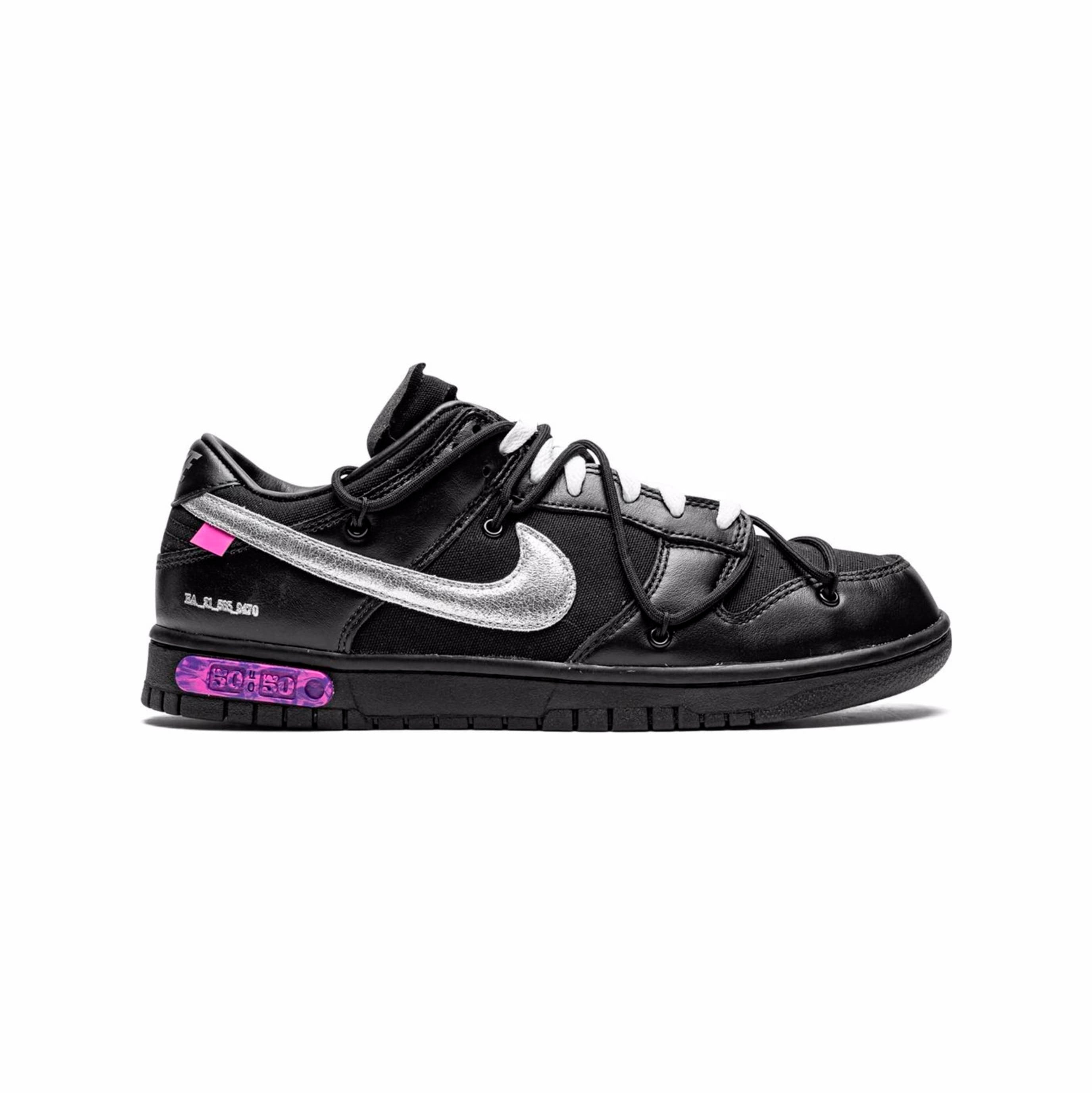 Nike Dunk Low Nere x Off-White con Dettagli Argento e Viola