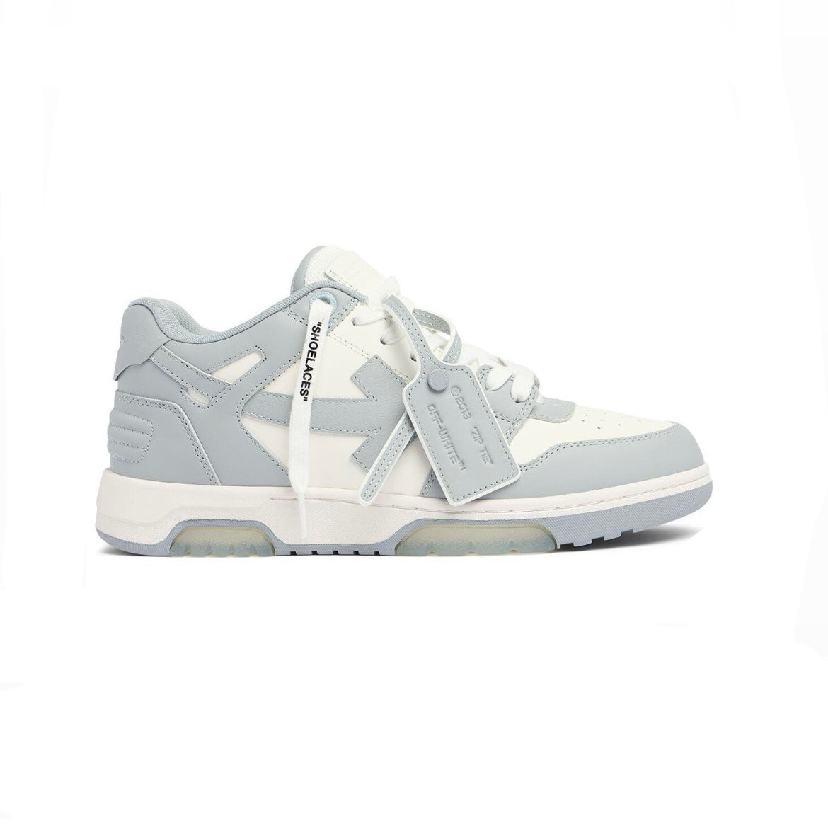 Off-White Out Of Office Sneakers Pelle Bianche e Grigie Uomo