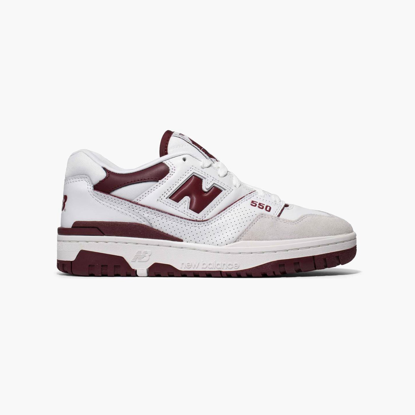 New Balance 550 Scarpe Uomo Bianche e Bordeaux Stile Retro Basket