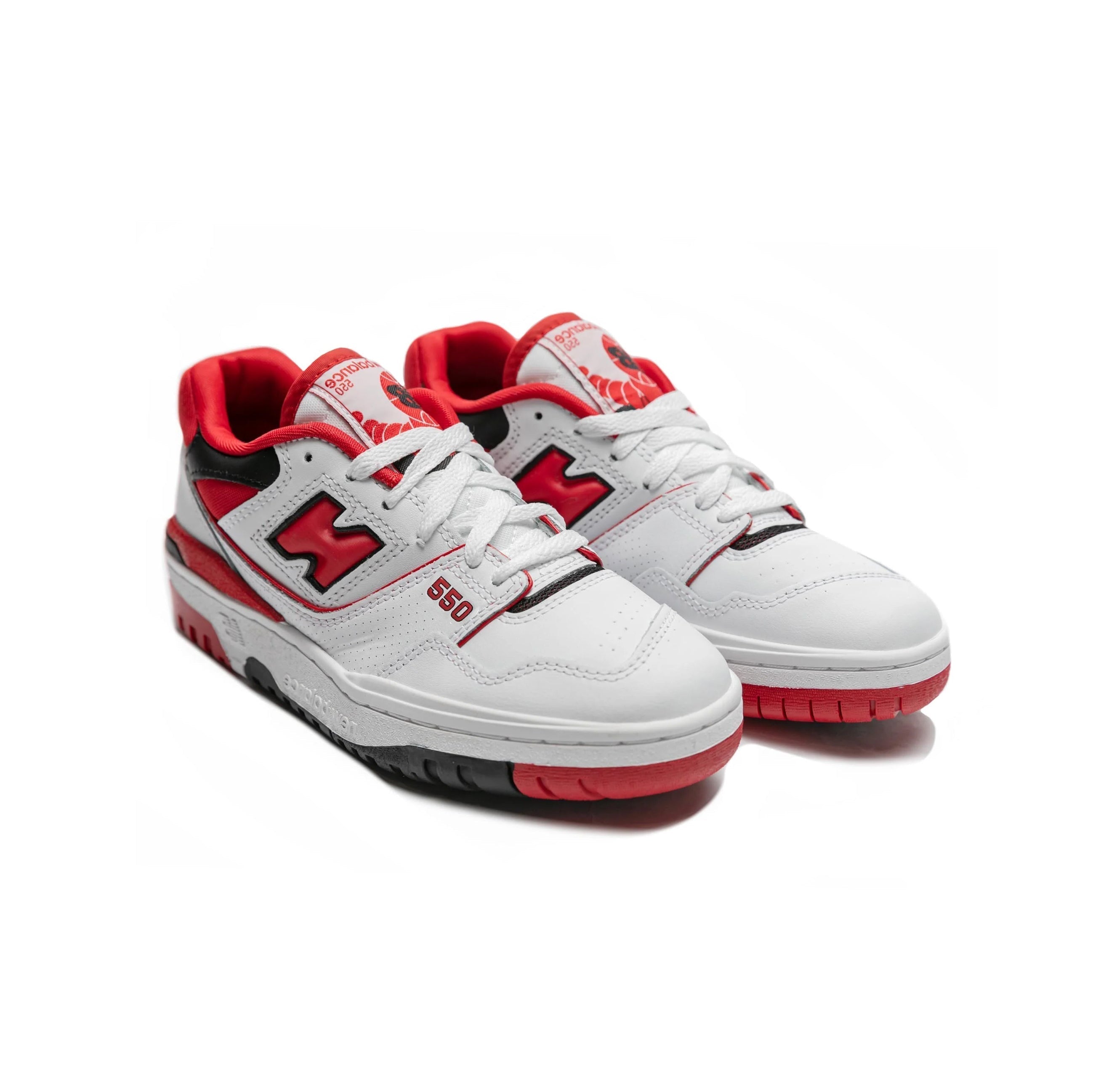 New Balance 550 Scarpe Uomo Bianche Rosse e Nere Stile Retro Basket