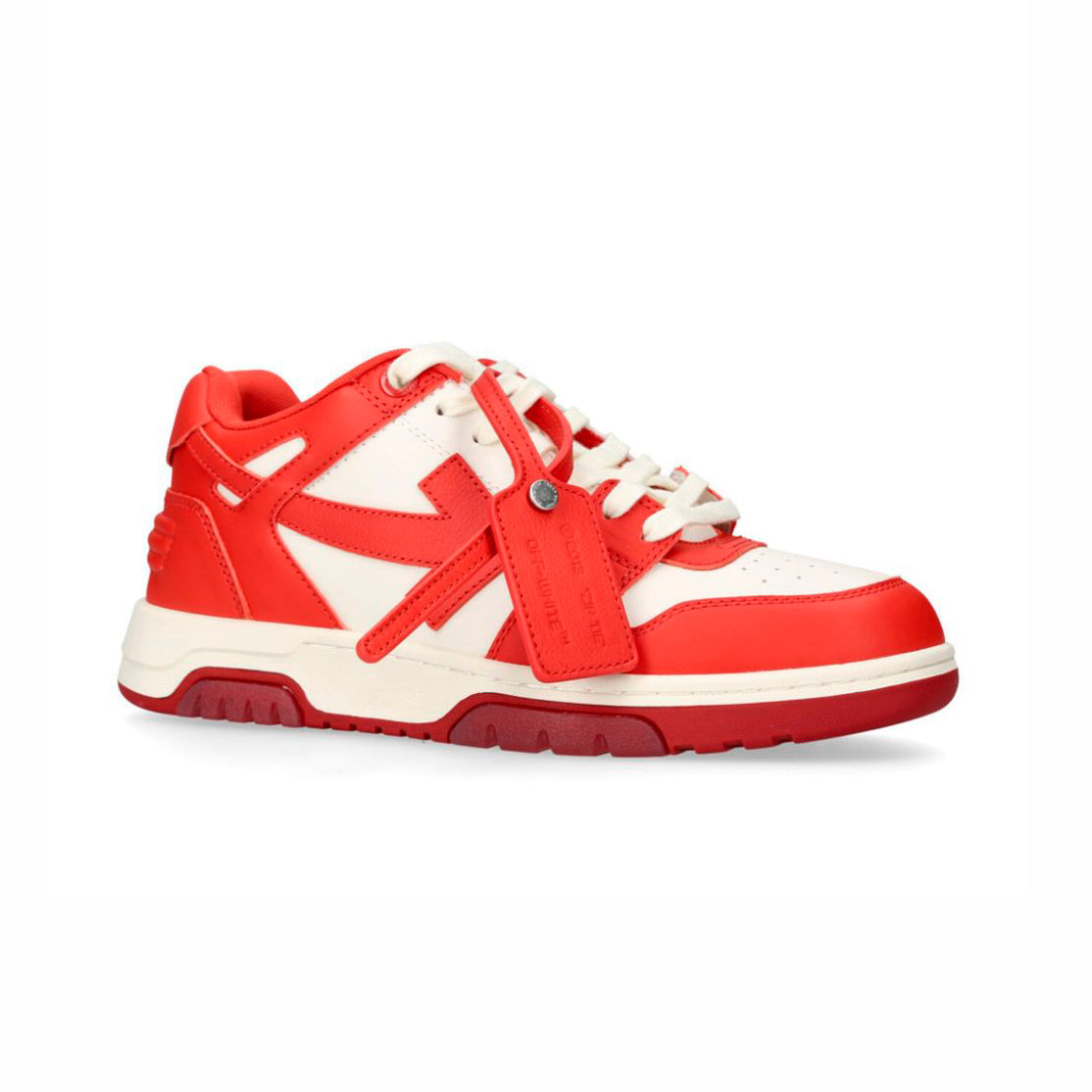 Off-White Out Of Office Sneakers Pelle Bianche e Rosse Uomo