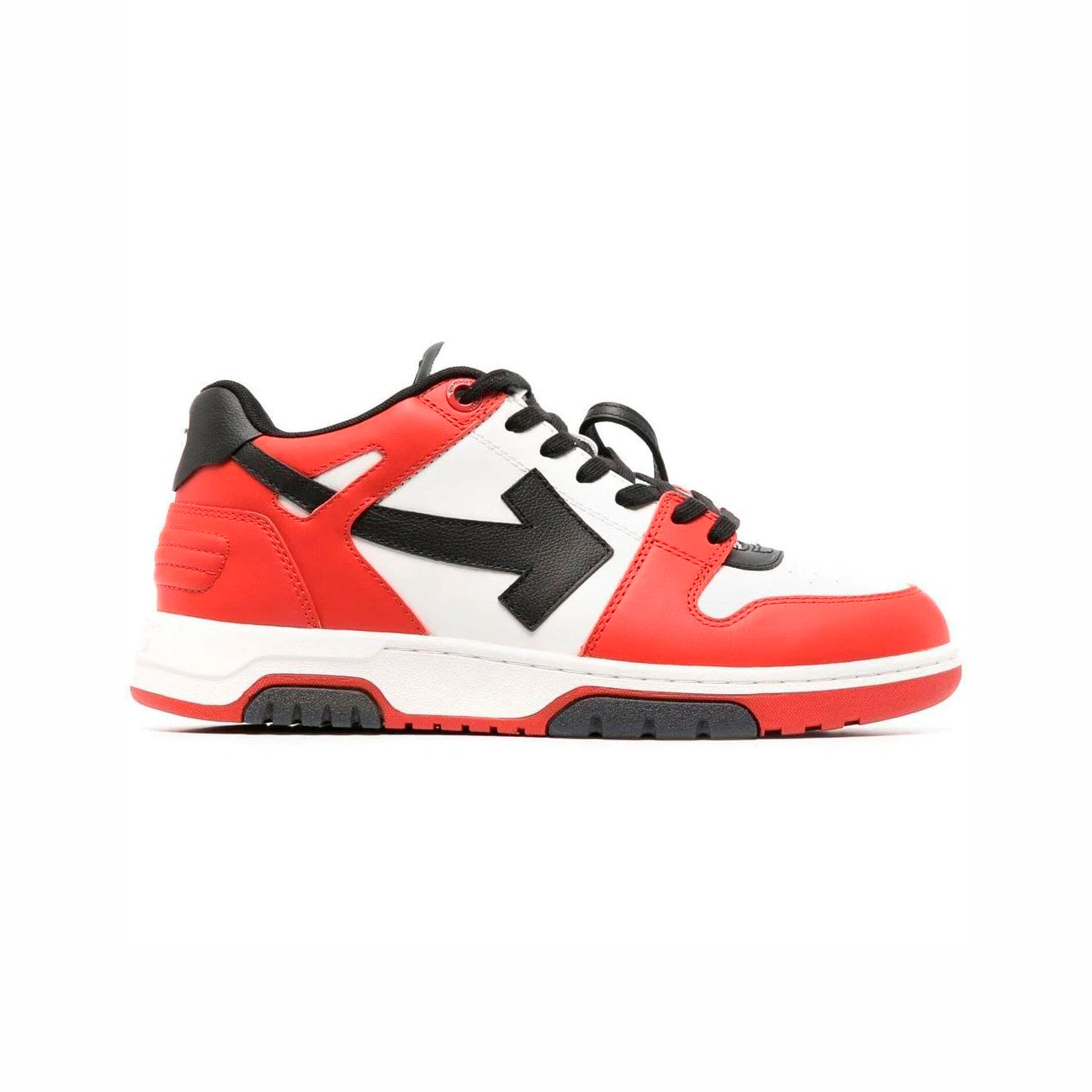 Off-White Out Of Office Sneakers Pelle Bianche Rosse e Nere Uomo