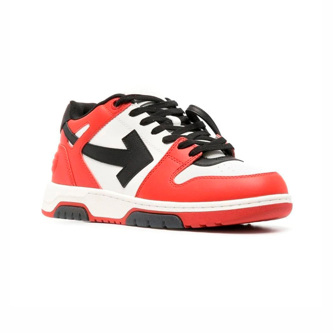Off-White Out Of Office Sneakers Pelle Bianche Rosse e Nere Uomo