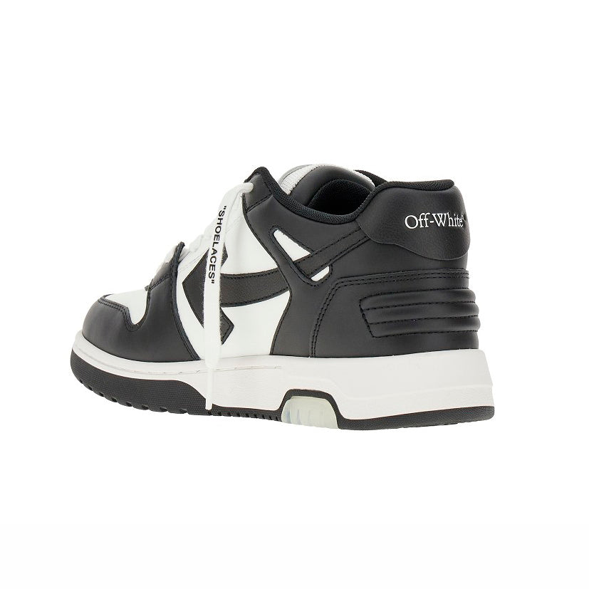 Off-White Out Of Office Sneakers Pelle Bianche e Nere Uomo