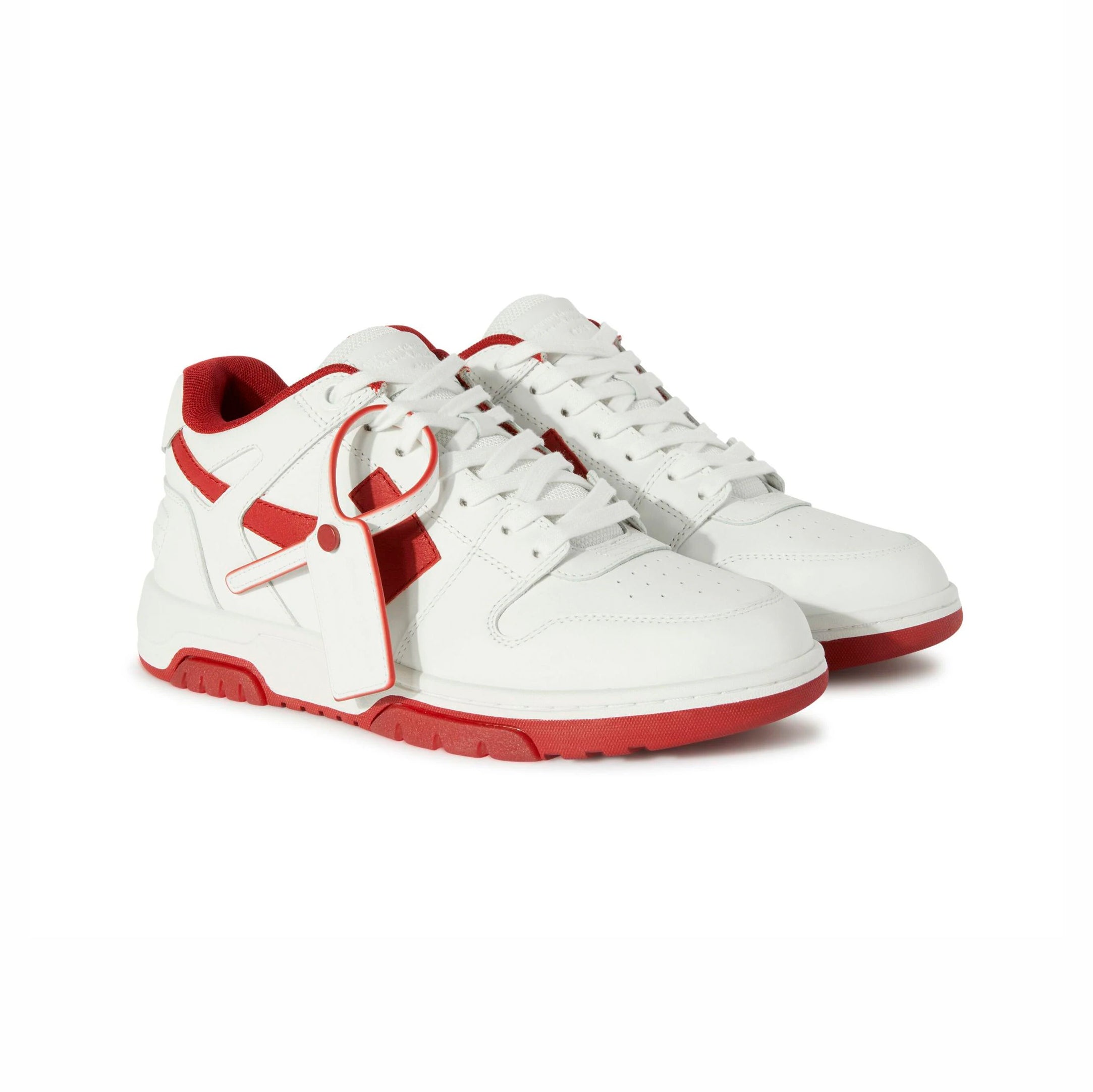 Off-White Out Of Office Sneakers Pelle Bianche e Rosse Uomo