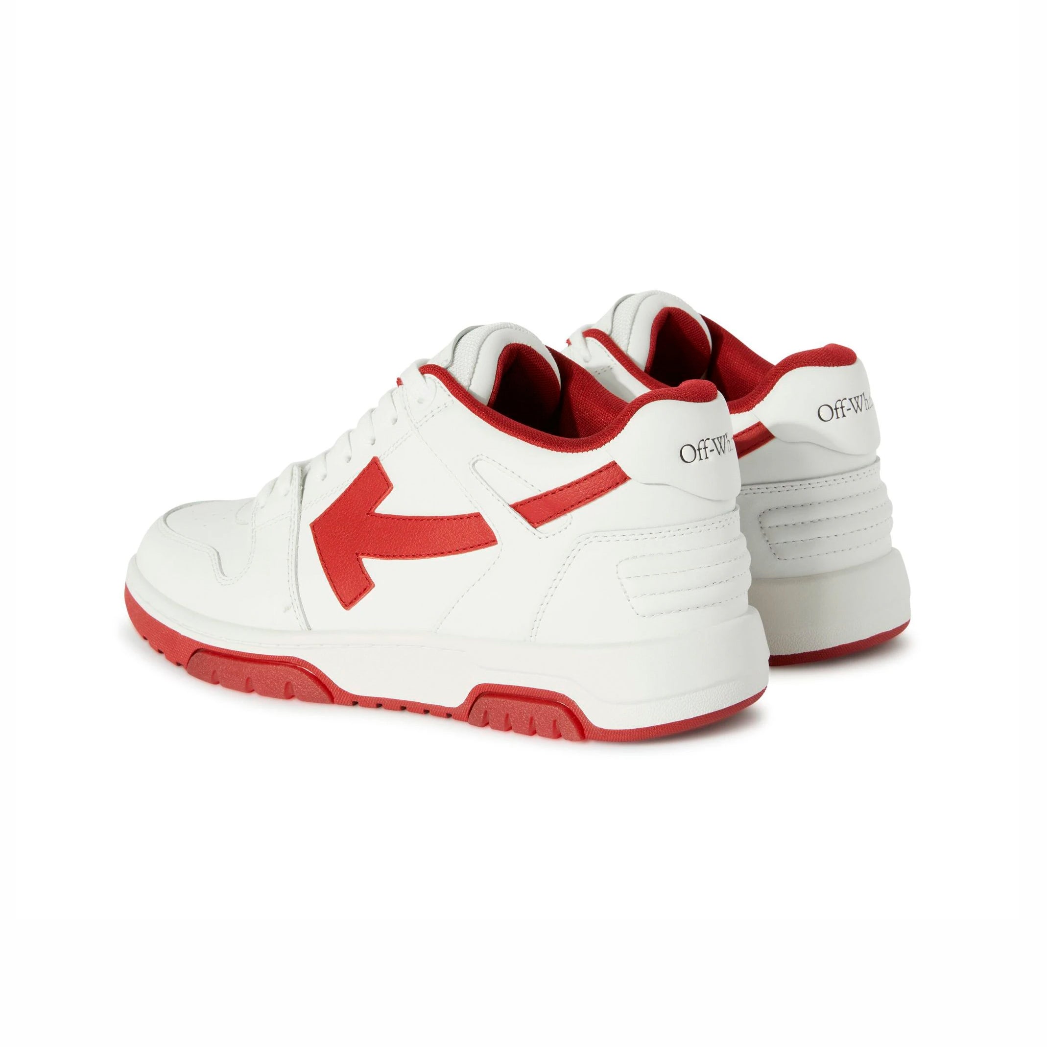 Off-White Out Of Office Sneakers Pelle Bianche e Rosse Uomo