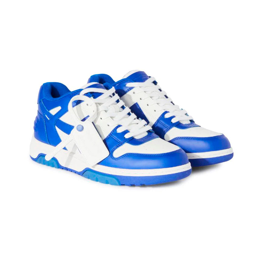 Off-White Out Of Office Sneakers Pelle Bianche e Blu Uomo