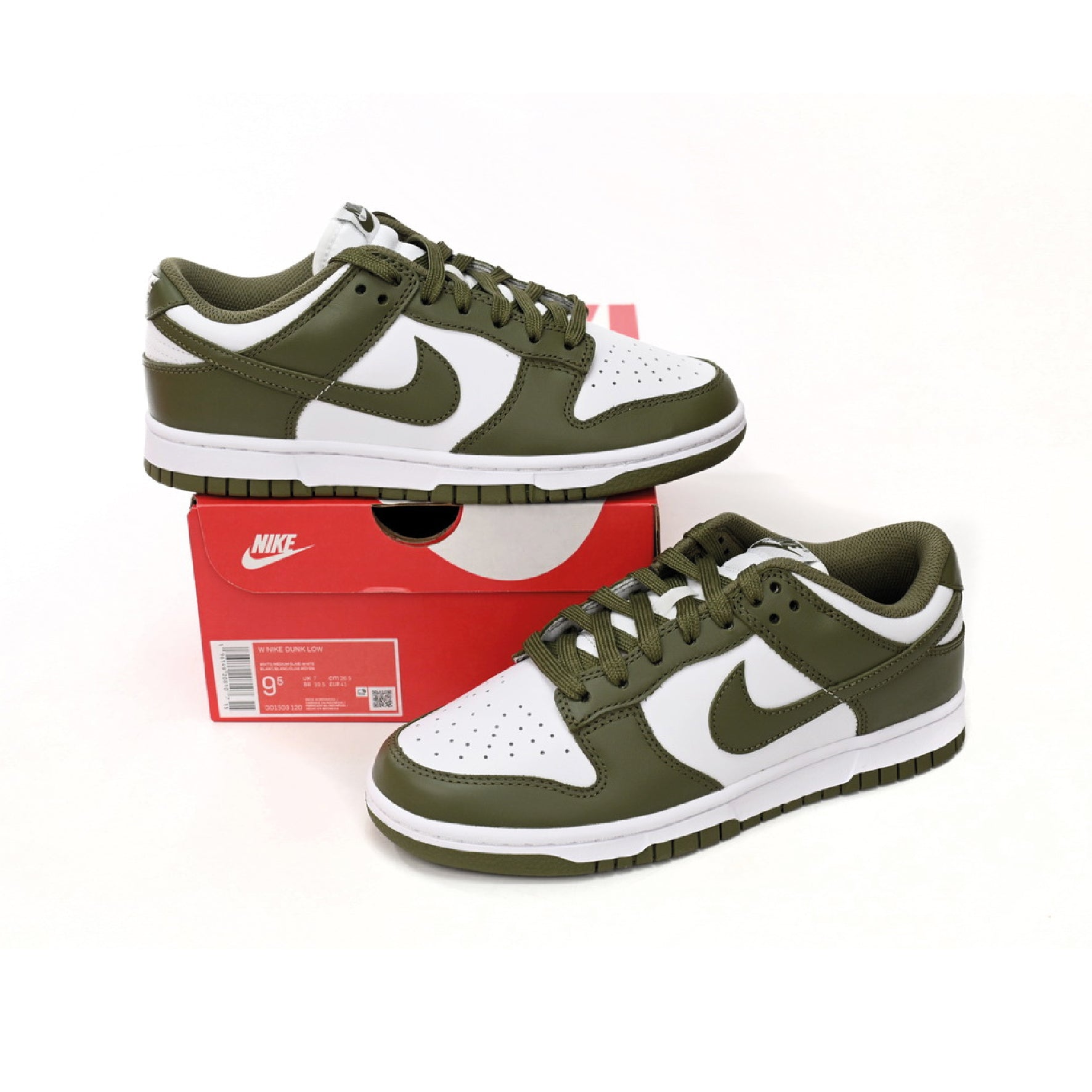 Nike Dunk Low Bianche e Verde Oliva Scarpe Casual Uomo Donna