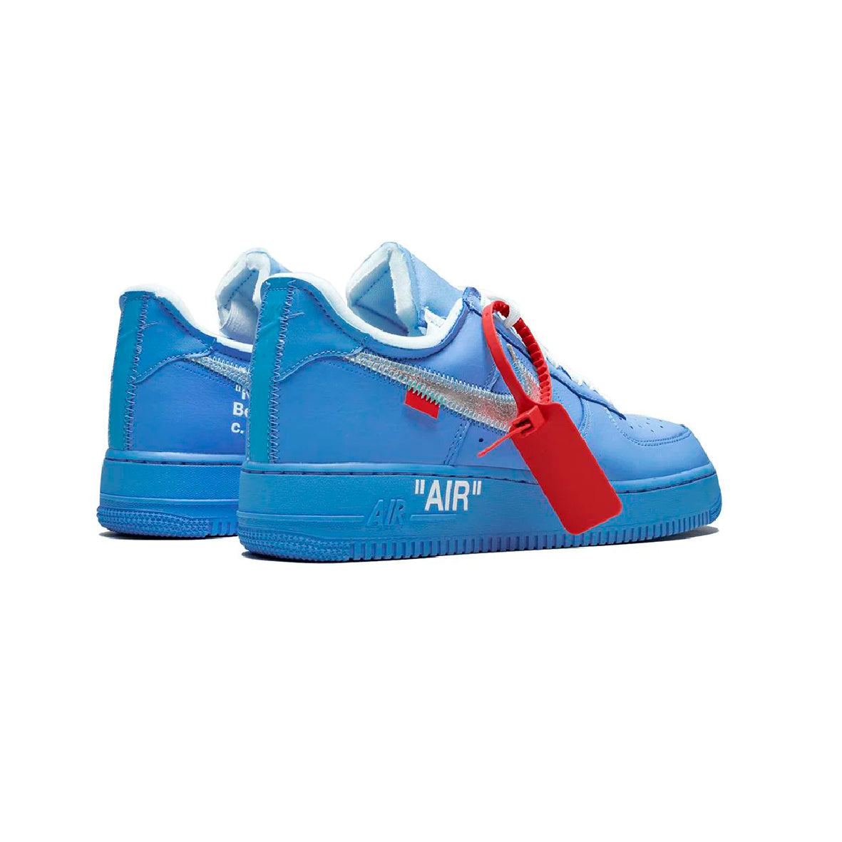 Nike Air Force 1 Low x Off-White Blu MCA con Swoosh Argento