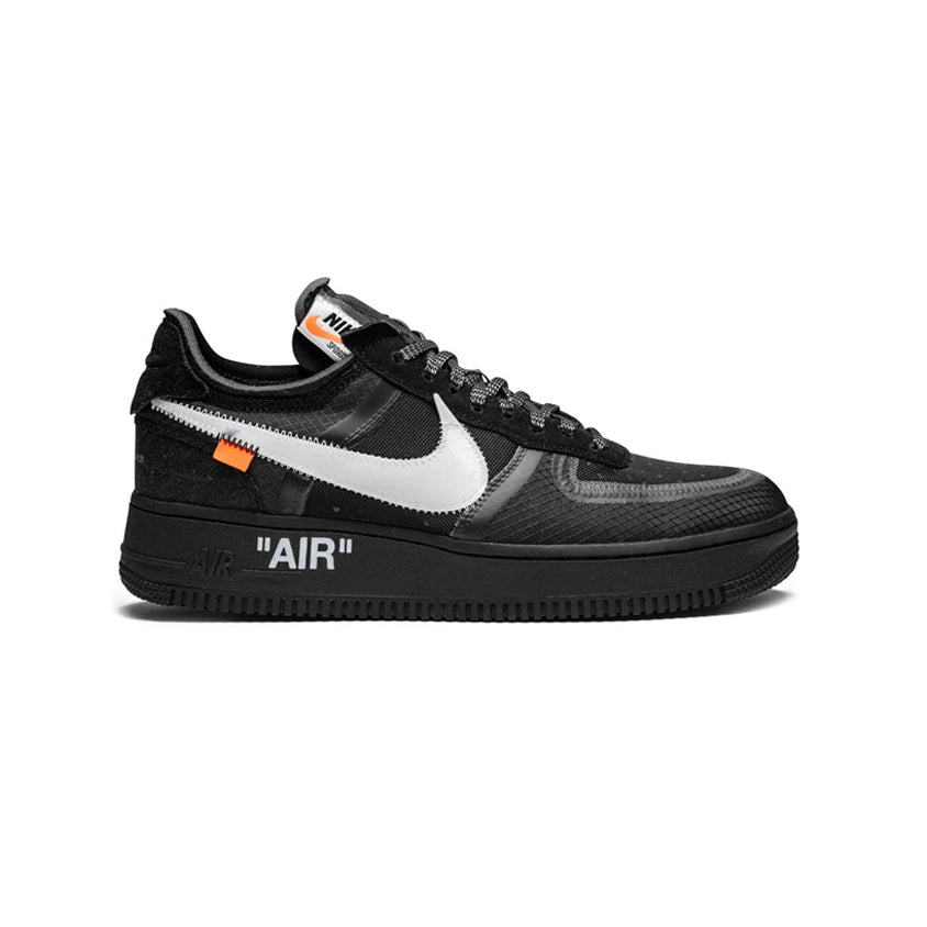 Nike Air Force 1 Low x Off-White Nera con Swoosh Bianco e Dettagli Arancioni