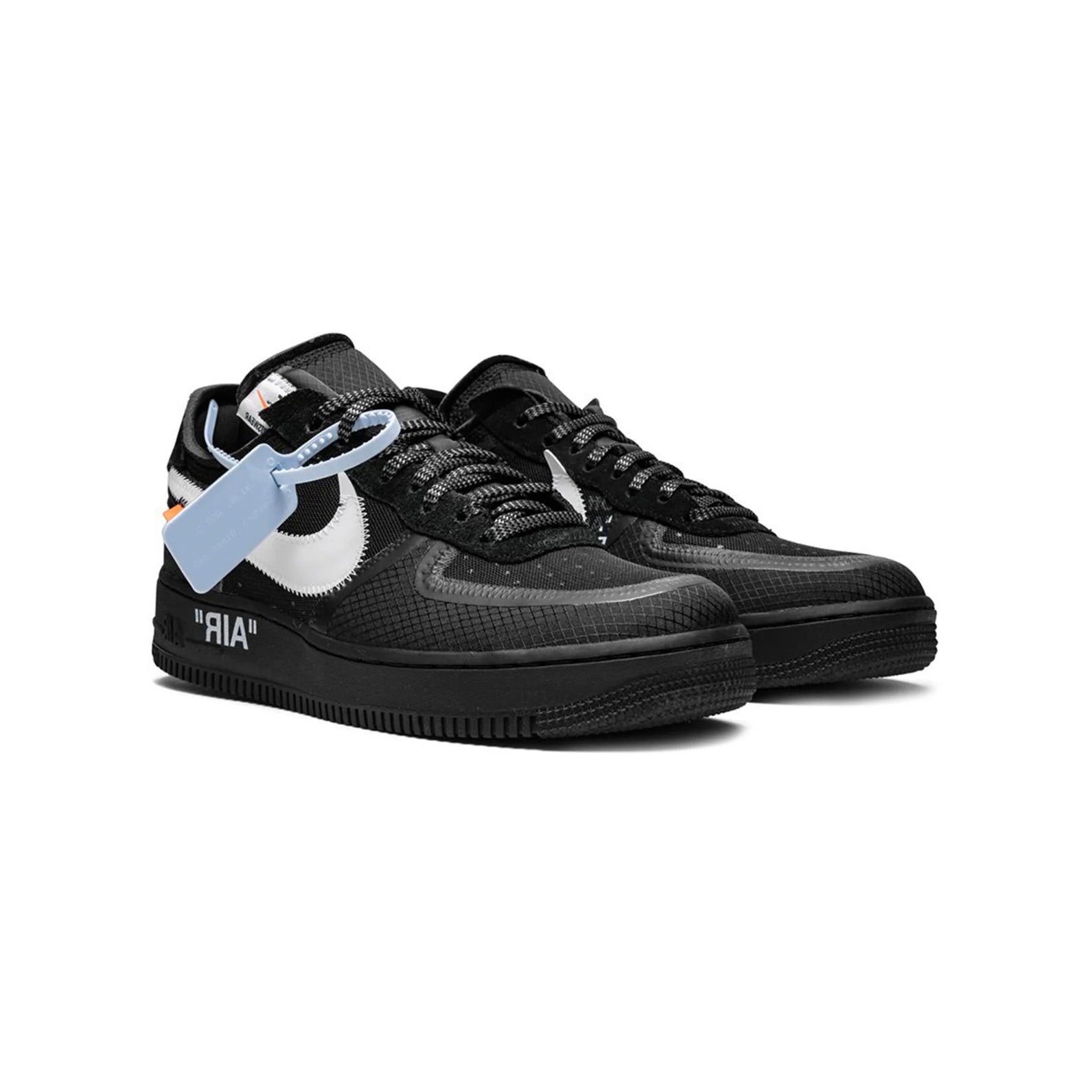Nike Air Force 1 Low x Off-White Nera con Swoosh Bianco e Dettagli Arancioni