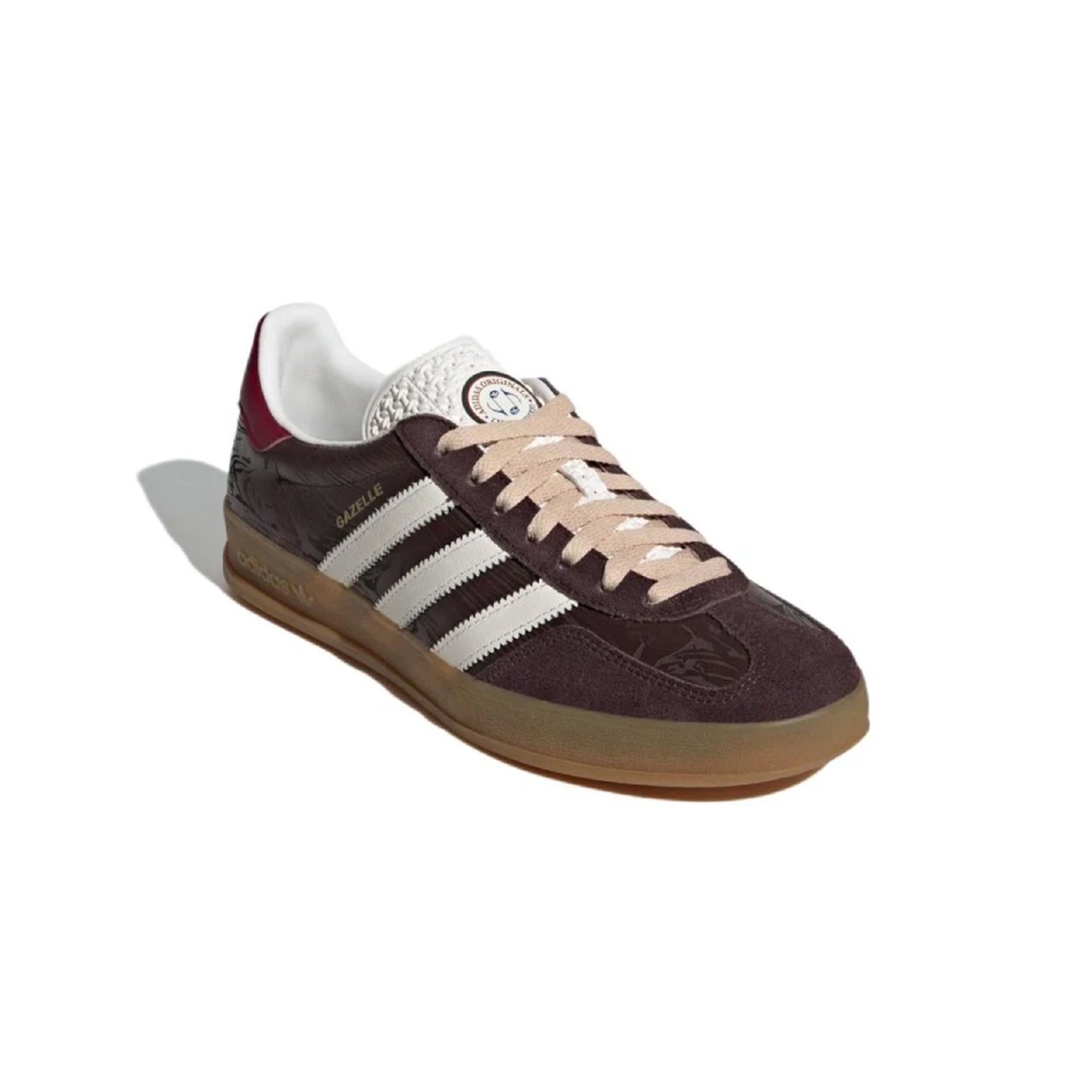 Sneakers Adidas Gazelle Indoor Marrone Bronzo e Bianco con Suola in Gomma