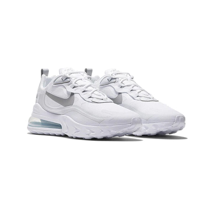 Nike Air Max 270 React Bianca con Dettagli Grigio Fumo Chiaro