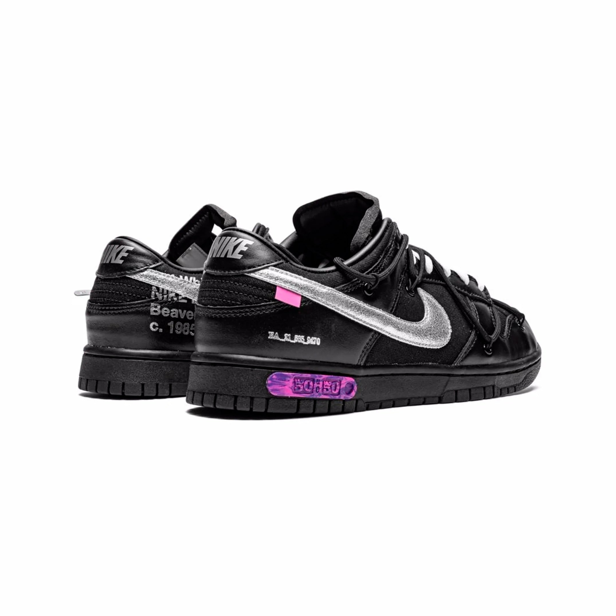 Nike Dunk Low Nere x Off-White con Dettagli Argento e Viola