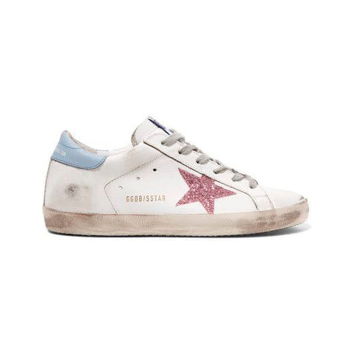 Golden Goose Pure Star Sneakers Azzurre con Stella Glitter Rossa