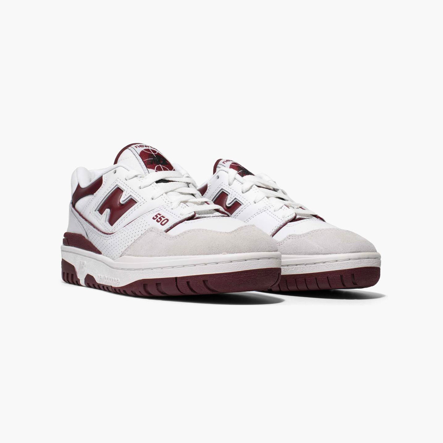New Balance 550 Scarpe Uomo Bianche e Bordeaux Stile Retro Basket