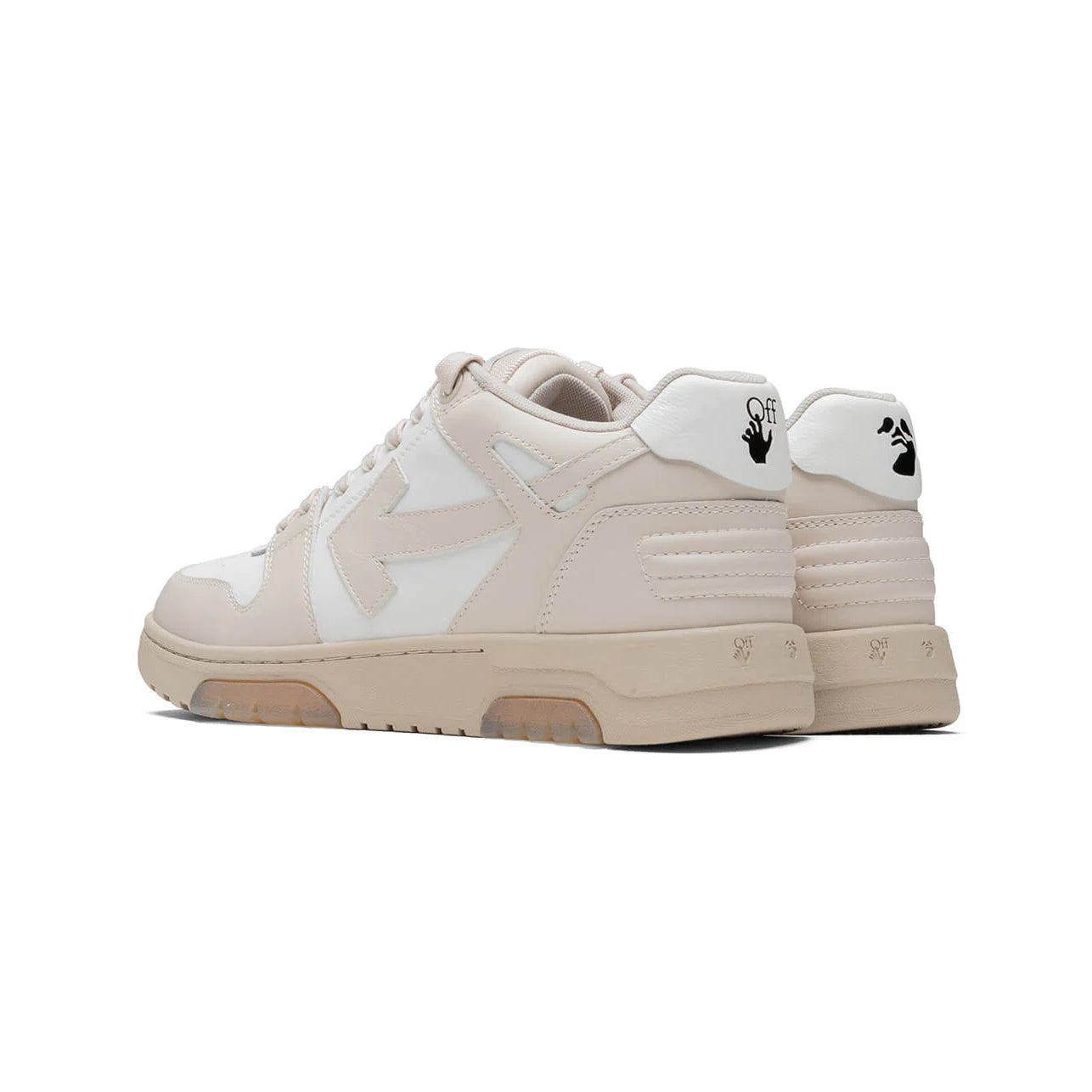 Off-White Out Of Office Sneakers Pelle Bianche e Beige Uomo Eleganti