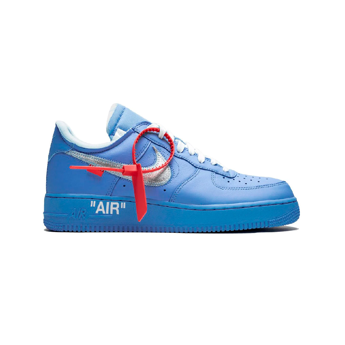 Nike Air Force 1 Low x Off-White Blu MCA con Swoosh Argento